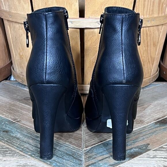 Aldo Gillum Black Leather Zip-Up Heeled Platform Ankle Boots Booties Womens 6.5 - Picture 6 of 13